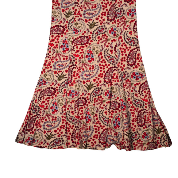 Cato Maxi Skirt Womens XS Red Ivory Floral Stretch Slinky Travel Pull On Boho - Picture 3 of 11
